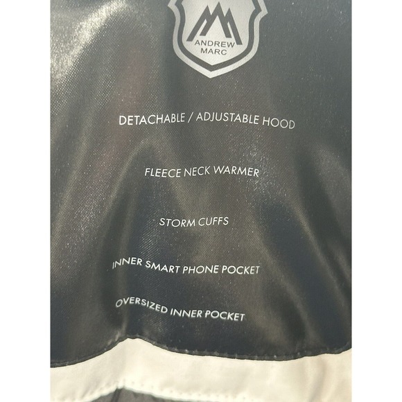 ANDREW MARC White/Black Quilt Lined Insulated Zip/Snap Faux Fur Hood JACKET XL - Picture 3 of 16